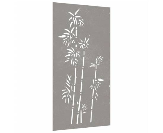 Decorație perete de grădină 105x55 cm design bambus oțel corten, 3 image