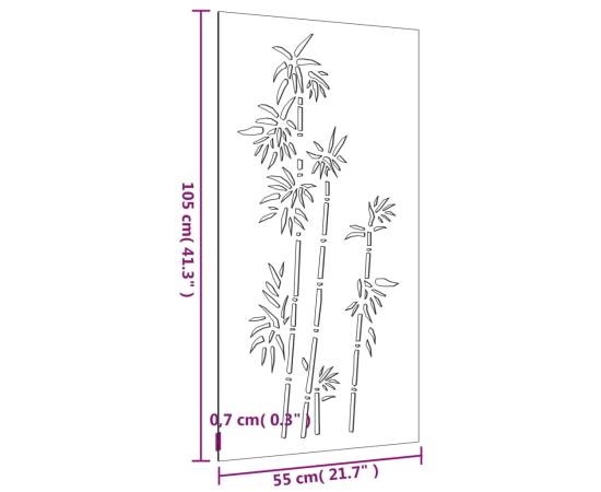 Decorație perete de grădină 105x55 cm design bambus oțel corten, 8 image