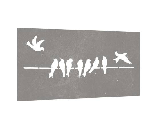 Decorațiune perete grădină 105x55 cm design păsări oțel corten, 3 image