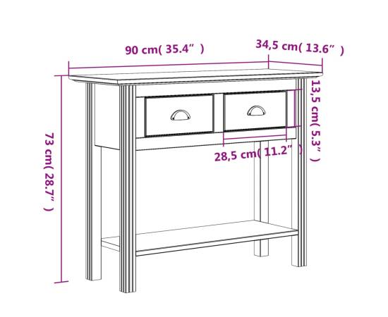 Măsuță consolă "bodo", maro, 90x34,5x73 cm, lemn masiv de pin, 8 image