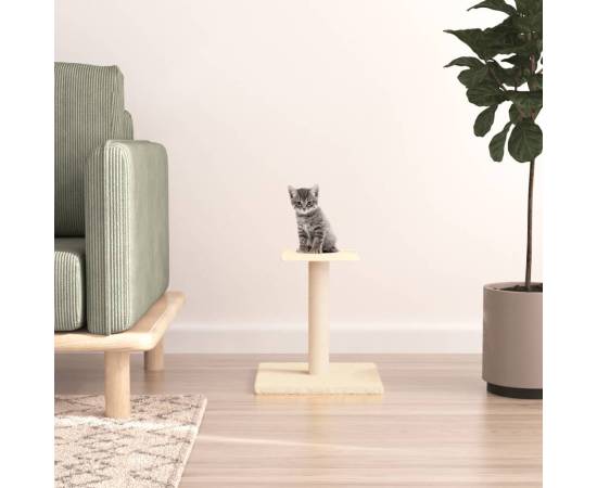 Stâlp de zgâriat pentru pisici cu platformă, crem, 38 cm