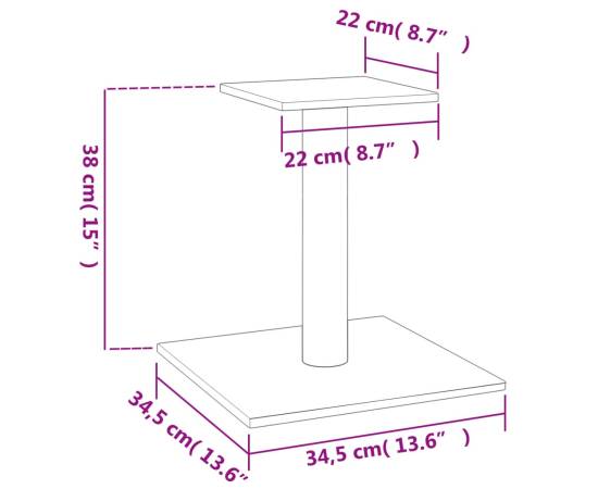 Stâlp de zgâriat pentru pisici cu platformă, crem, 38 cm, 5 image