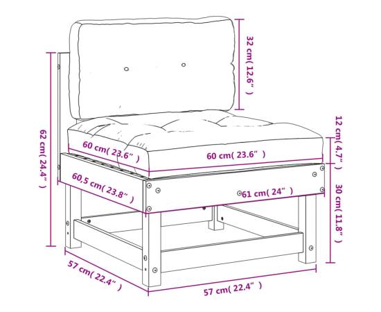 Canapea de mijloc cu perne, lemn masiv de pin, 9 image