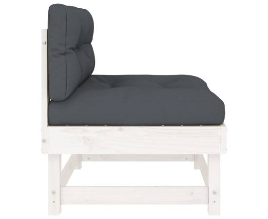 Canapele de mijloc cu perne, 2 buc., alb, lemn masiv de pin, 6 image