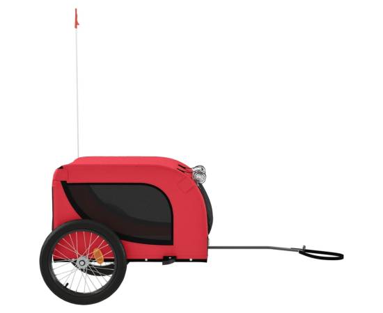 Remorcă de bicicletă câini roșu&negru textil oxford&fier, 5 image