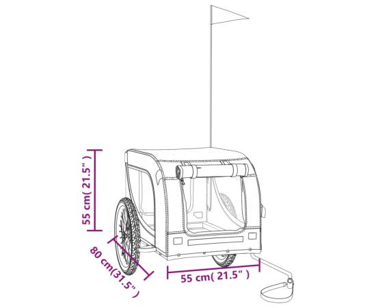 Remorcă de bicicletă pentru câini, negru, textil oxford și fier, 11 image