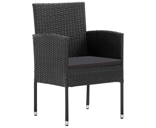 Set mobilier de grădină, 5 piese, negru, poliratan și oțel, 4 image