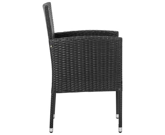 Set mobilier de grădină, 5 piese, negru, poliratan și oțel, 6 image