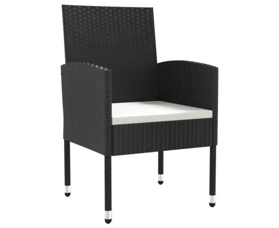 Set mobilier de grădină, 7 piese, negru, poliratan și oțel, 4 image