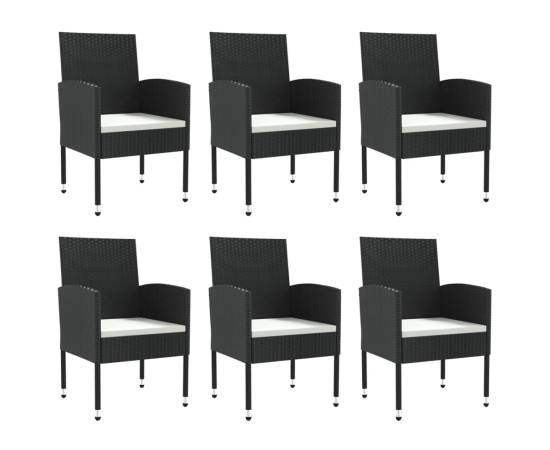 Set mobilier de grădină, 7 piese, negru, poliratan și oțel, 3 image