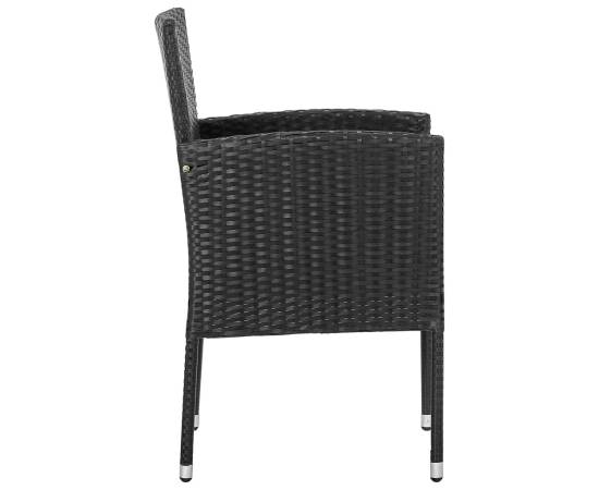 Set mobilier de grădină, 9 piese, negru, poliratan și oțel, 6 image