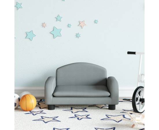 Canapea pentru copii, gri, 50x40x30 cm, material textil