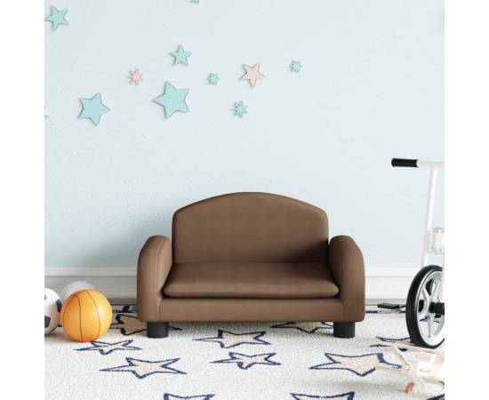 Canapea pentru copii, maro, 50x40x30 cm, material textil