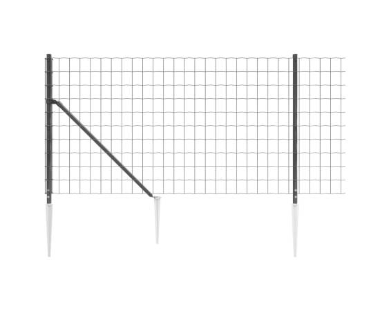 Gard plasă de sârmă cu țăruși de fixare, antracit, 0,8x10 m, 4 image
