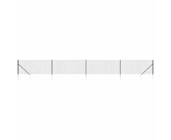 Gard plasă de sârmă cu țăruși de fixare, antracit, 0,8x10 m, 2 image