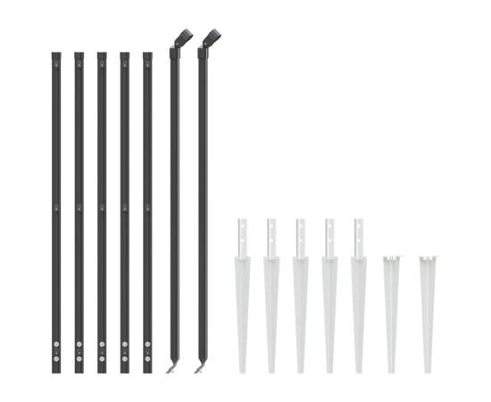 Gard plasă de sârmă cu țăruși de fixare, antracit, 1,1x10 m, 3 image