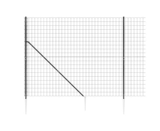 Gard plasă de sârmă cu țăruși de fixare, antracit, 1,4x10 m, 4 image