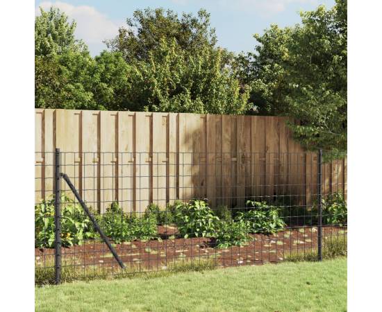 Gard plasă de sârmă cu țăruși de fixare, antracit, 1x25 m
