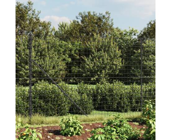 Gard plasă de sârmă cu țăruși de fixare, antracit, 2,2x25 m