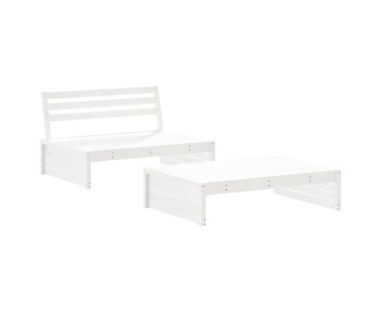 Set mobilier de grădină cu perne, 2 piese, alb, lemn masiv, 3 image