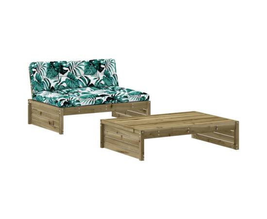 Set mobilier de grădină cu perne, 2 piese, lemn de pin tratat, 2 image