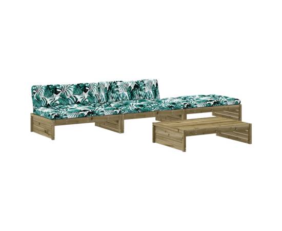Set mobilier de grădină cu perne, 4 piese, lemn de pin tratat, 2 image