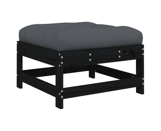 Set mobilier de grădină cu perne, 7 piese, negru, lemn masiv, 6 image