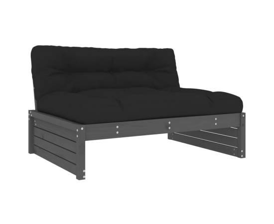 Set mobilier relaxare grădină&perne 6 piese gri lemn masiv pin, 4 image