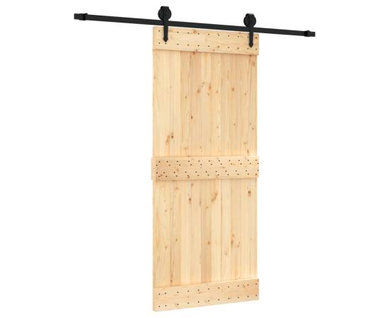 Ușă glisantă cu set feronerie, 90x210 cm, lemn masiv de pin, 2 image