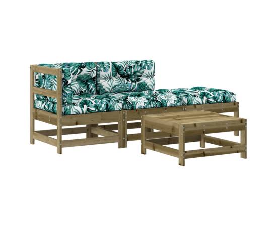 Set mobilier de grădină cu perne, 4 piese, lemn de pin tratat, 2 image