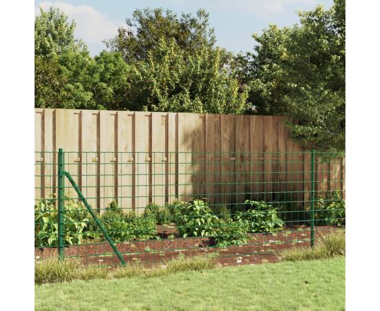 Gard plasă de sârmă cu bordură, verde, 0,8x10 m