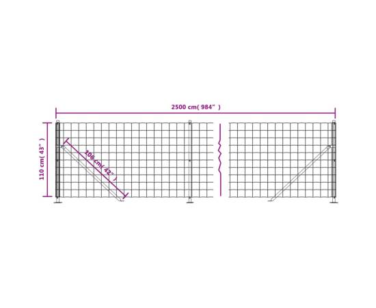 Gard plasă de sârmă cu bordură, verde, 1,1x25 m, 6 image