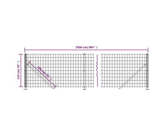 Gard plasă de sârmă cu bordură, verde, 1,1x25 m, 6 image