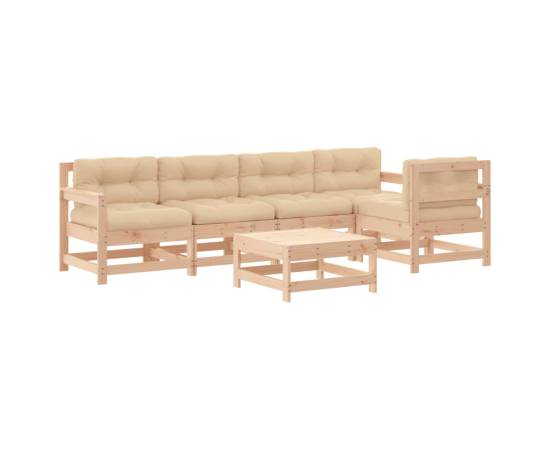 Set mobilier relaxare de grădină & perne 6 piese lemn masiv pin, 2 image