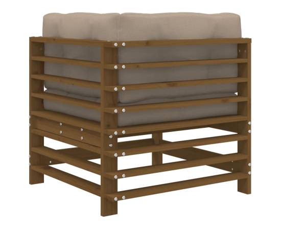 Canapea colțar cu perne, maro miere, lemn masiv de pin, 5 image