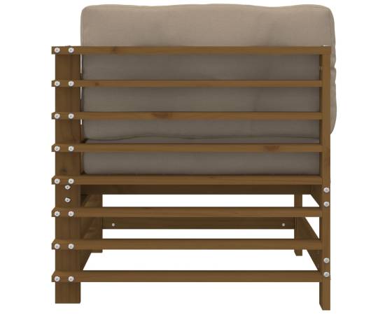 Canapea colțar cu perne, maro miere, lemn masiv de pin, 4 image