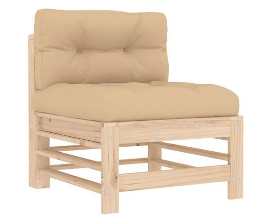 Canapea de mijloc cu perne, lemn masiv de pin, 2 image