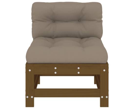 Canapea de mijloc cu perne, maro miere, lemn masiv de pin, 3 image