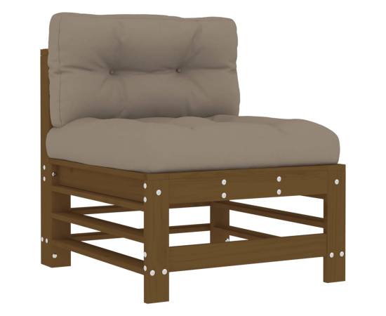 Canapea de mijloc cu perne, maro miere, lemn masiv de pin, 2 image