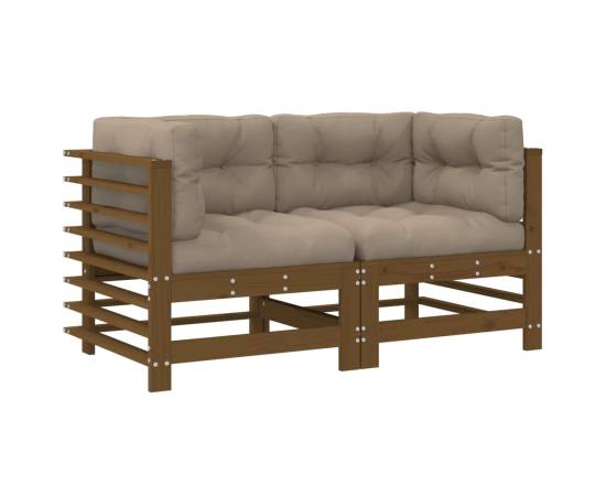 Canapele colțar cu perne, 2 buc., lemn masiv de pin, 2 image
