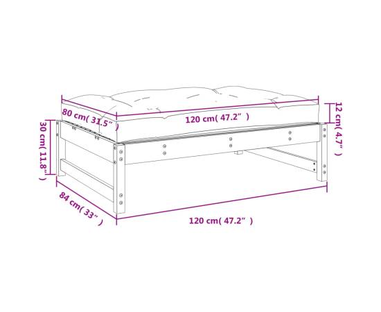 Taburet de grădină, 120x80 cm, alb, lemn masiv de pin, 9 image