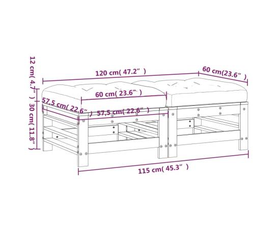 Taburete de grădină cu perne, 2 buc., lemn masiv de pin, 10 image