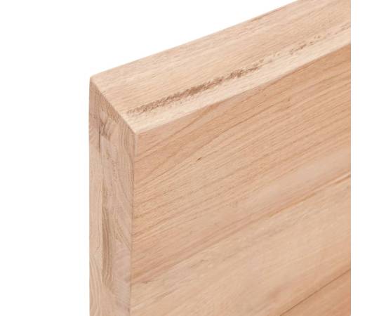 Blat masă, 140x50x6 cm, maro, lemn stejar tratat contur organic, 4 image
