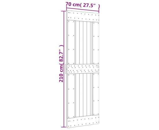 Ușă glisantă cu set de feronerie 70x210 cm, lemn masiv de pin, 11 image