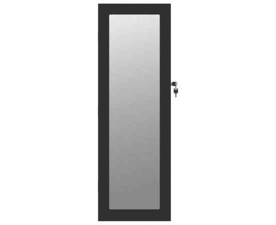Dulap de bijuterii & oglindă montat pe perete negru 30x8,5x90cm, 4 image