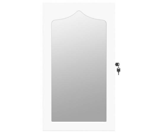 Dulap de bijuterii cu oglindă de perete, alb, 37,5x10x67 cm, 4 image