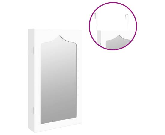 Dulap de bijuterii cu oglindă de perete, alb, 37,5x10x67 cm, 9 image
