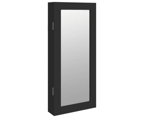 Dulap de bijuterii cu oglindă de perete, negru, 30x8,5x67 cm, 2 image