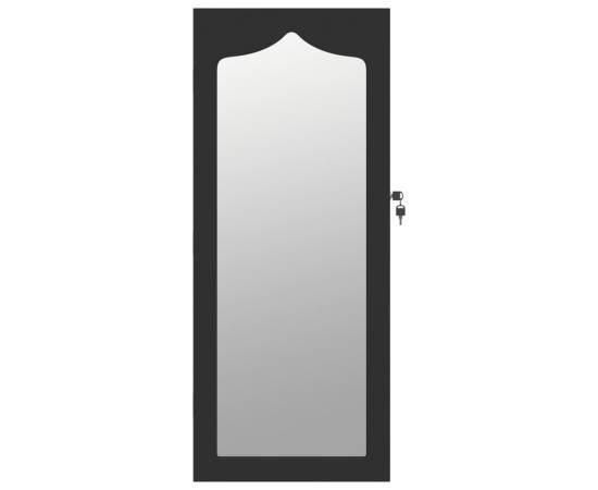 Dulap de bijuterii cu oglindă de perete, negru, 37,5x10x90 cm, 4 image