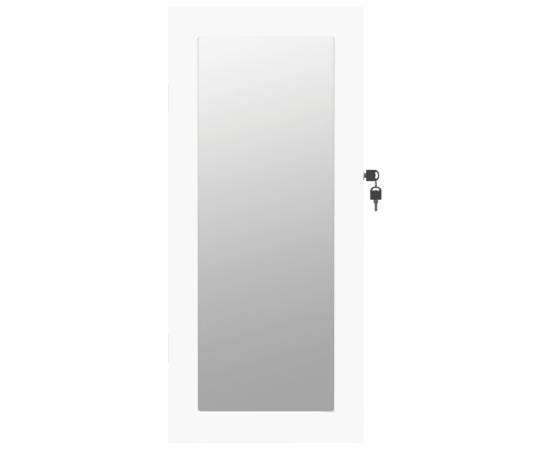Dulap de bijuterii cu oglindă de perete, alb, 30x8,5x67 cm, 4 image